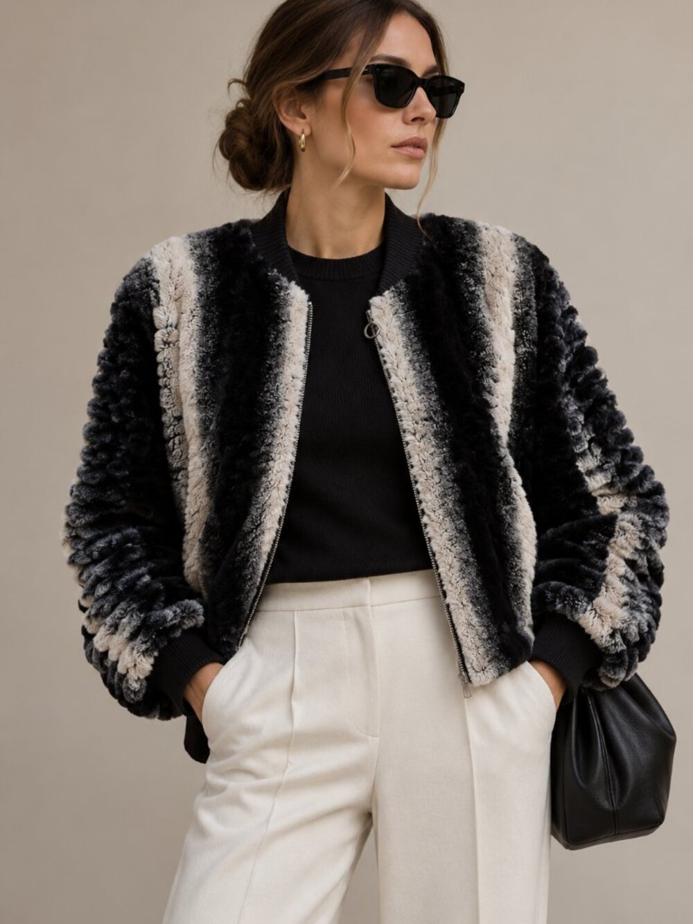 BELLDINI | Pink & Black Faux Rabbit Fur Jacket – Women’s 1X
